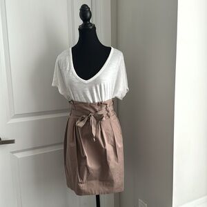 ARITZIA TALULA BABATON Taupe Bow Tie Skirt with Silk Ribbons